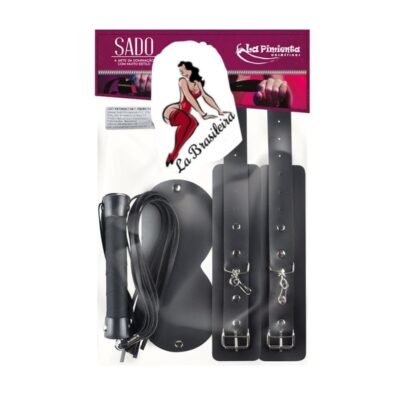 Kit 3-en-1 BDSM - Menottes, Fouet & Masque sado